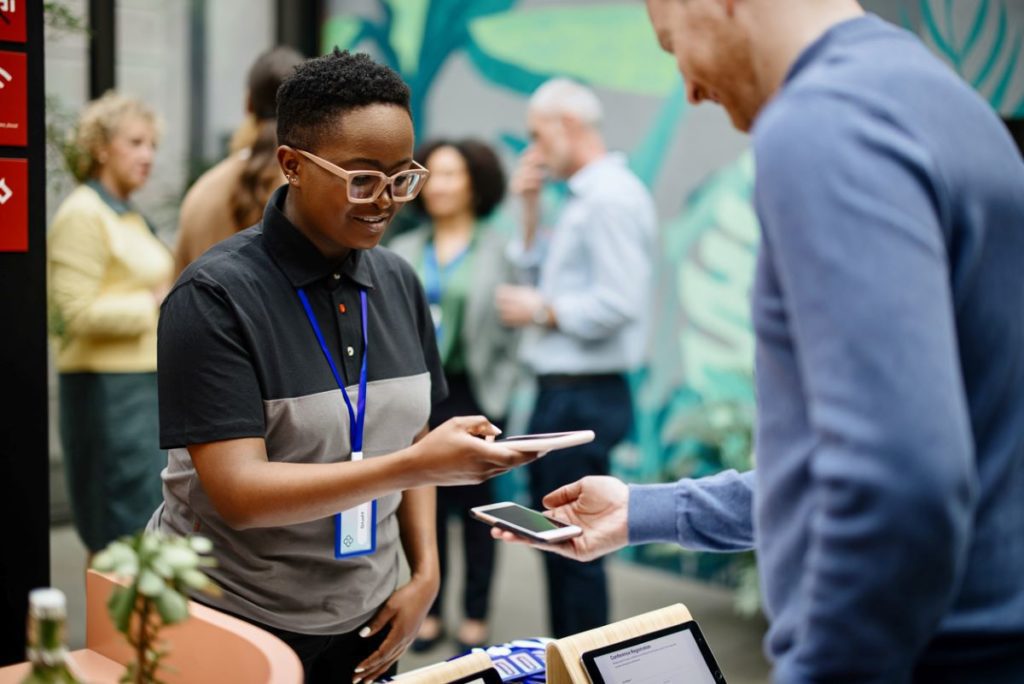 Promotional staff at tech event