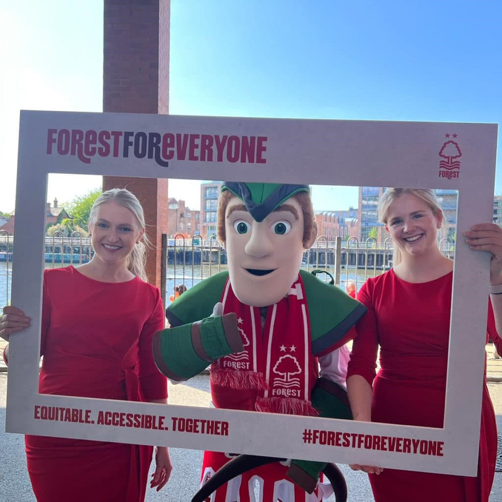 nottingham forest event staff with club mascot